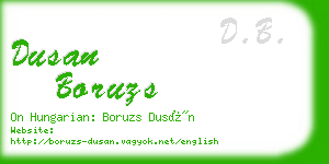 dusan boruzs business card